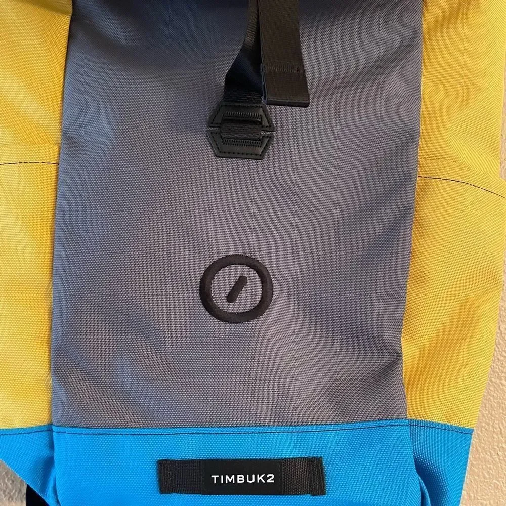 Timbuk2 Yellow Gray Blue Roll Up Backpack New Condition